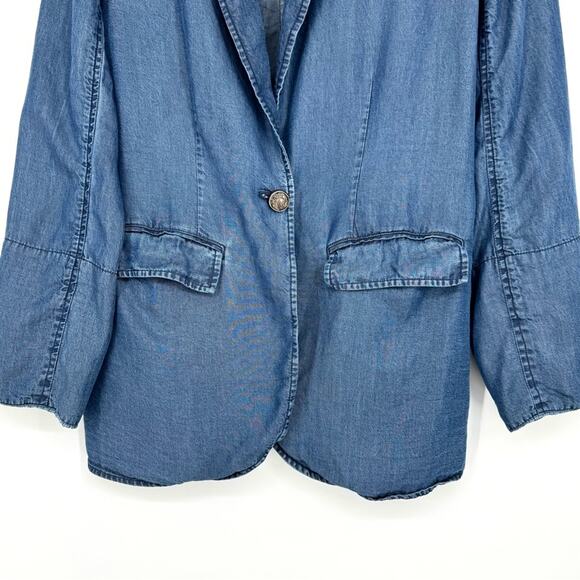 Soft Surroundings Tencel Denim‎ Jacket Blazer Lightweight Size S Blue - Picture 3 of 5